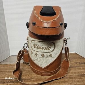 Vintage Classic Leather-Bound Brown and Cream Liquid Canister Bag